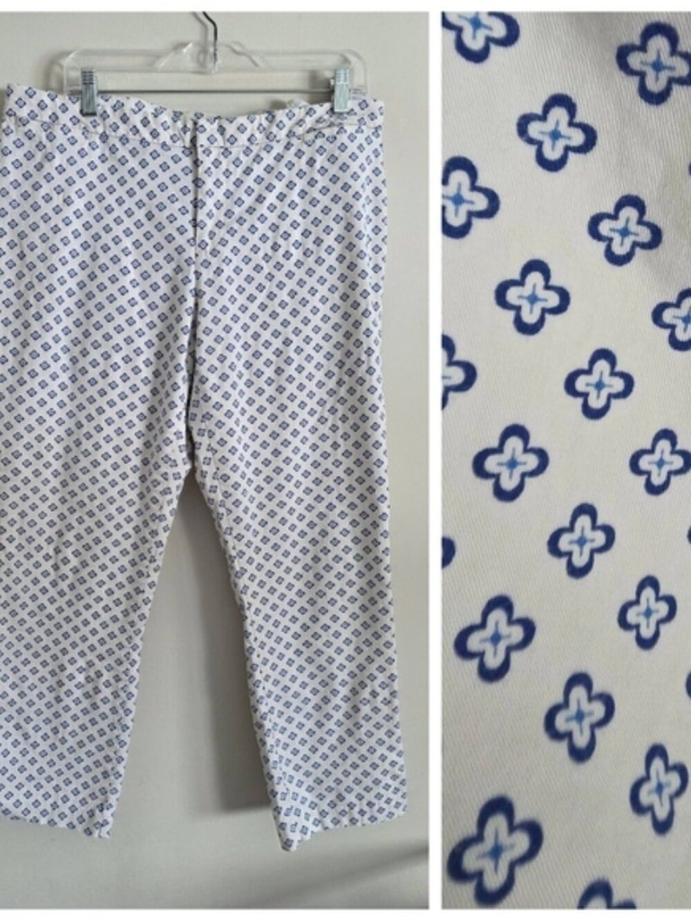 TOMMY HILFIGER | Clover Printed Capri Pants Navy White Sz 12